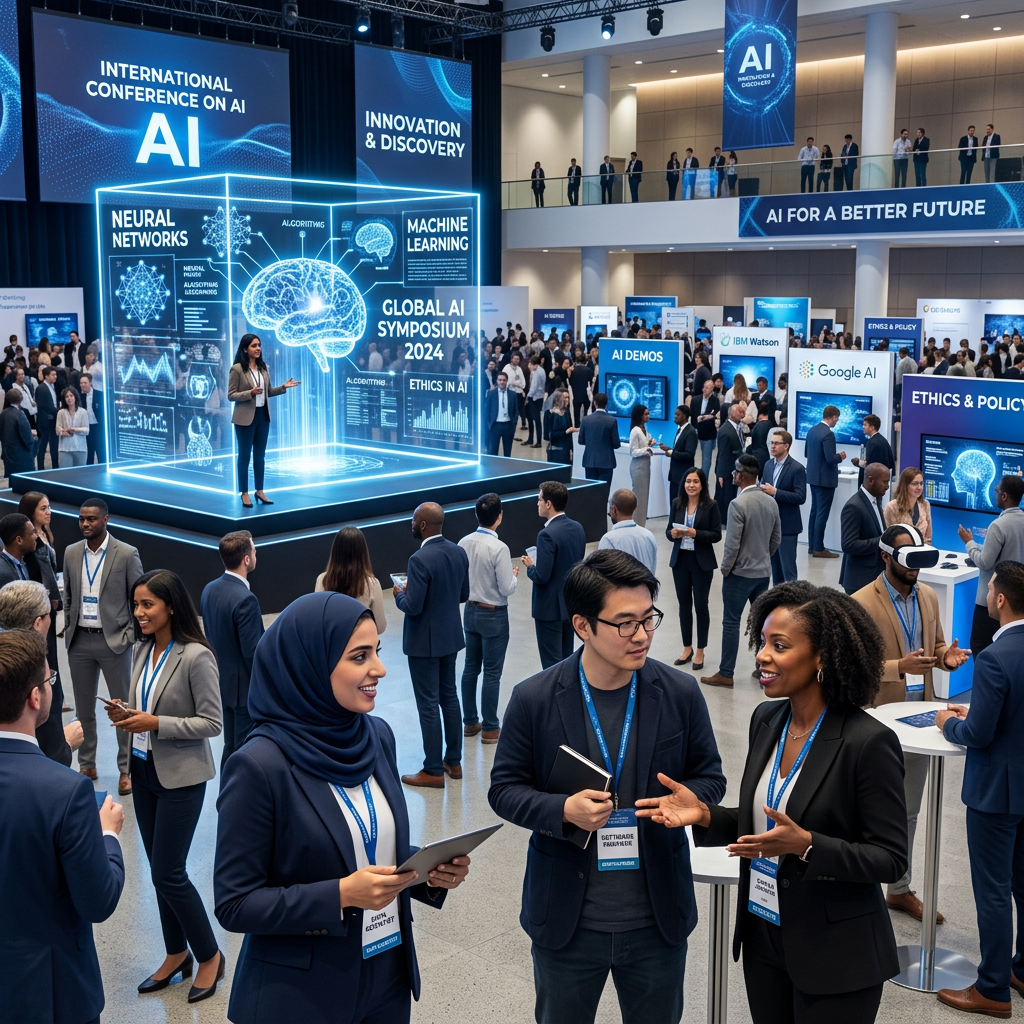 Attendees at an artificial intelligence conference